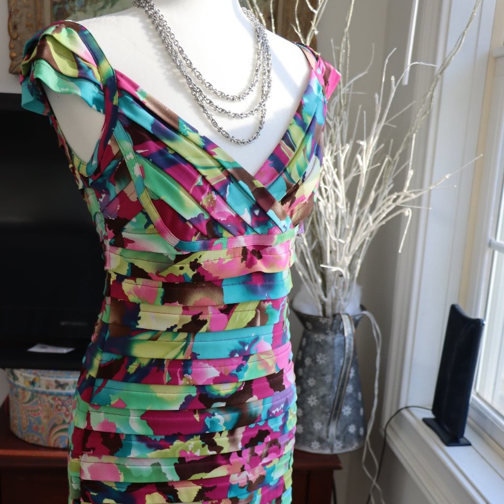 Adrianna Papell Cap Sleeve Floral Sheath Dress